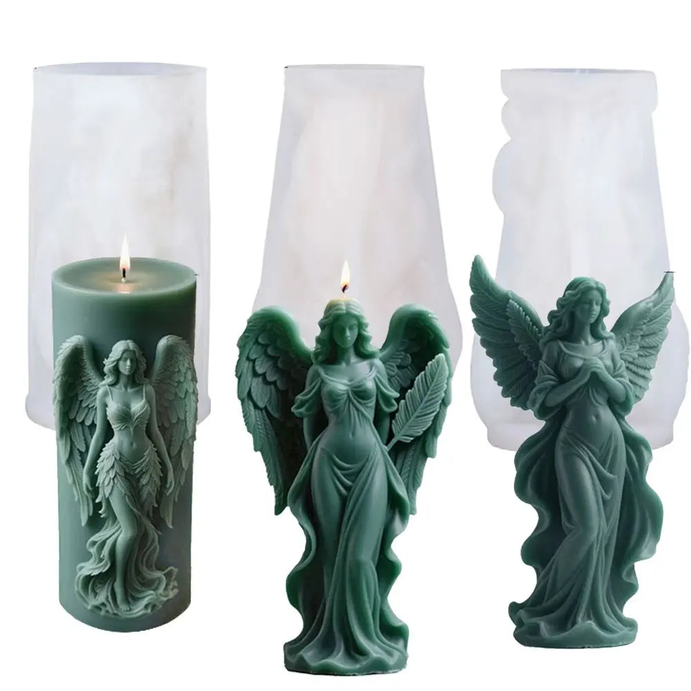 Wings Goddess Scented Silicone Candle Mould DIY Prayer Angel Sculpture Gypsum Resin Mold Women Candle Making Supplies Home Decor Lootquake LLC