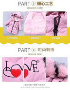 4 Color Big Size Winter Keep Warm Long Style Girls Jacket Teenage Thick Heavy Cold-proof Hooded Windbreaker Coat For Kids