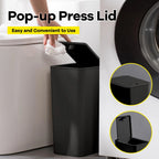 Bathroom Trash Can-10L Small Garbage Can with Press Top Lid for Toilet,Bedroom,Living Room – Plastic Wastebasket with Pop-up Lid Lootquake LLC