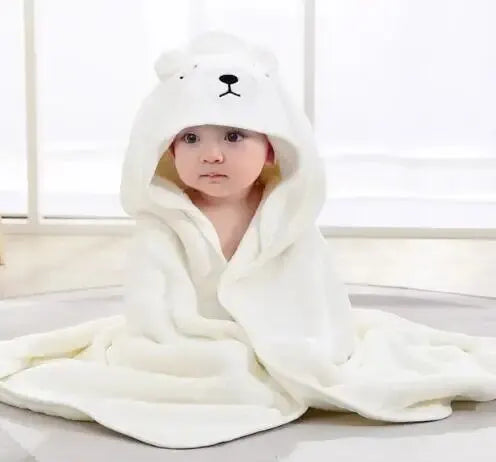 Toddler Bathrobe Infant Bath Towel Boy Girl Blankets Swaddle With Hood Cartoon Coral Fleece Towel Blanket Newborn Kids Bedding Lootquake LLC
