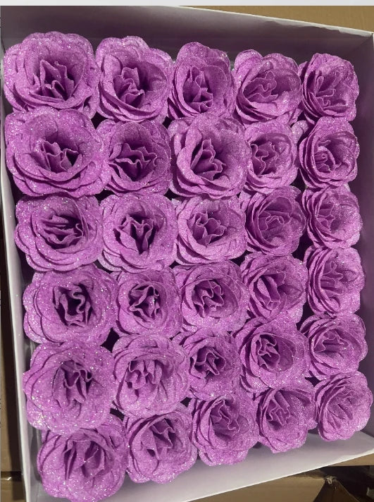 30pcs of 7cm Glitter spray artificial flower rose for Christmas gift hot Valentine DIY bouquet easter wedding Birthday decor Lootquake LLC