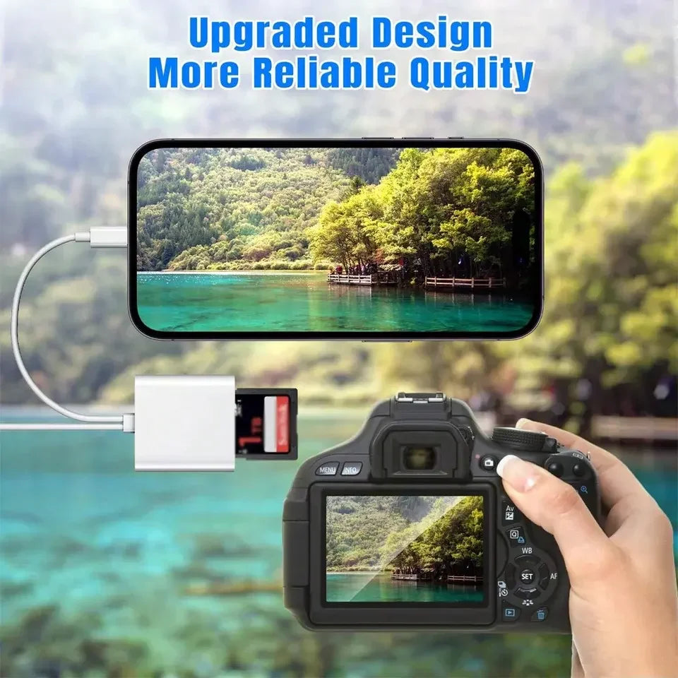 2 In 1 OTG Card Reader Type C Lightning to SD TF Memory Card Adapter For PC Laptop iPhone Multi Smart Cardreader No APP Requires
