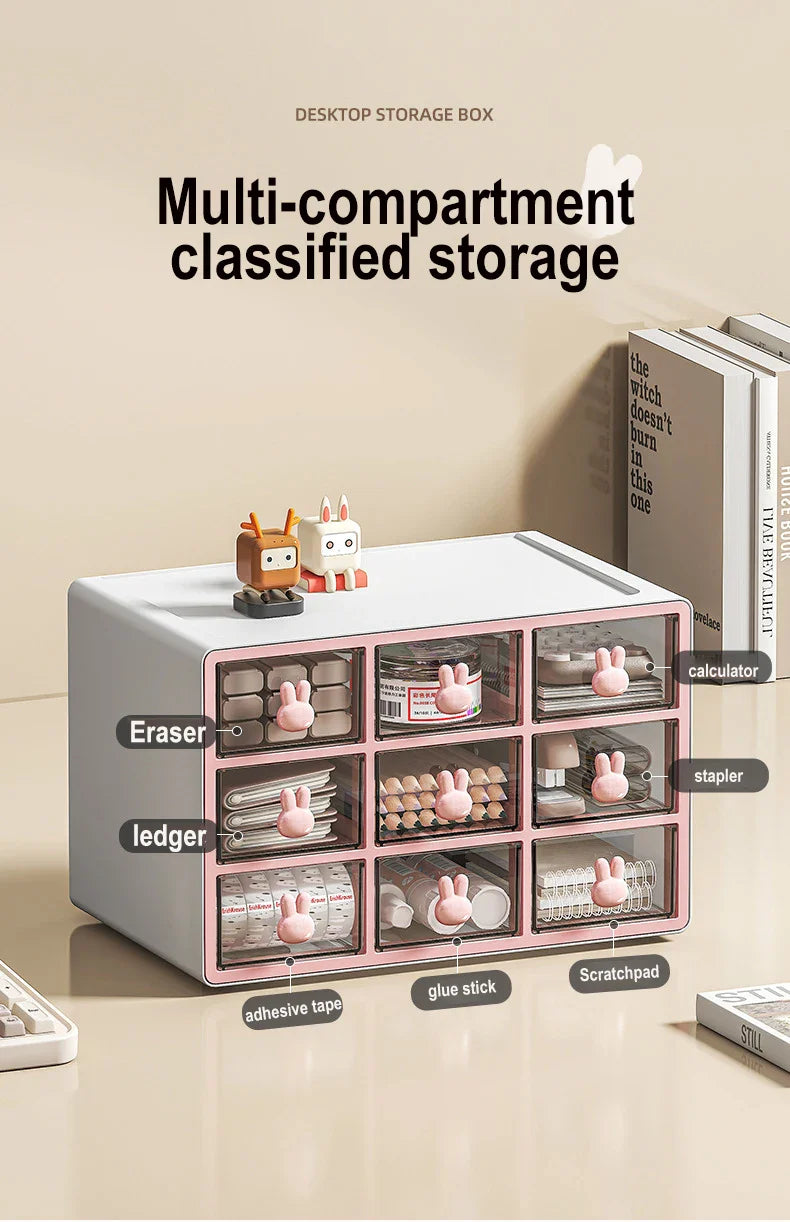 Desktop Storage Box Transparent Drawer Home Storage Box Stationery Box Office Files Stationery Organizer Cosmetics Drawer Box