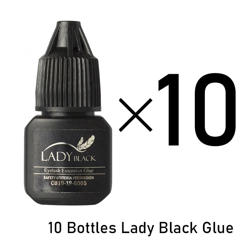 5 Bottles Lady Black Lash Glue Korea Dry Fastest Strongest False Eyelash Extensions Glue 5ml Makeup Tools Professional Adhesive Lootquake LLC