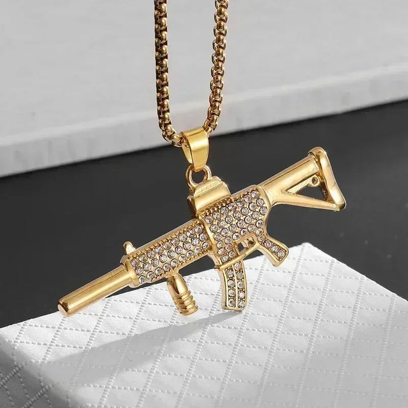 Ice Out Zircon Polite Gesture Middle Finger Necklace Men Women Punk Hip Hop Rap Rock Party Jewelry Gift