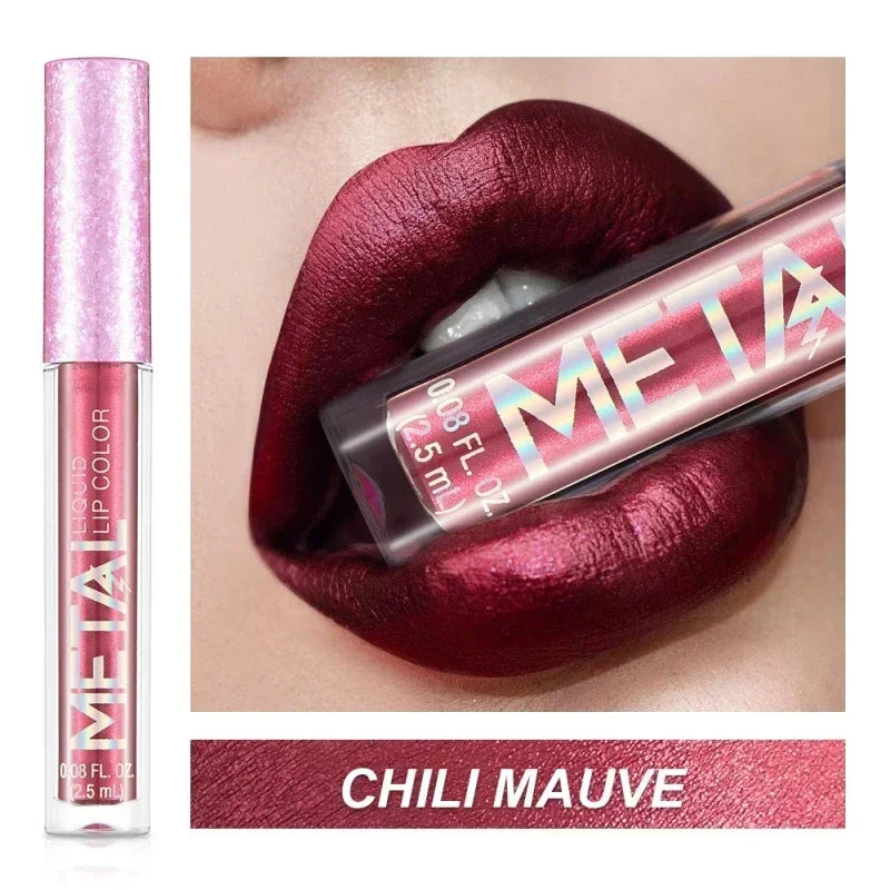 Metallic Matte Liquid Lipstick Waterproof Long Lasting Non-Stick Cup Matte Shimmer Glitter Lip Gloss Women Lips Makeup 12 Colors Lootquake LLC