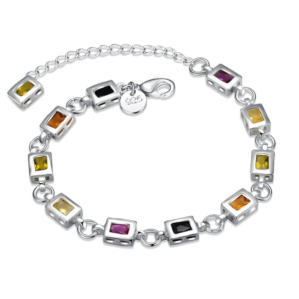 Fashion charm 925 Sterling Silver Bracelet for man woman Twisted rope chain fine jewelry Wedding party Christmas gift Lootquake LLC
