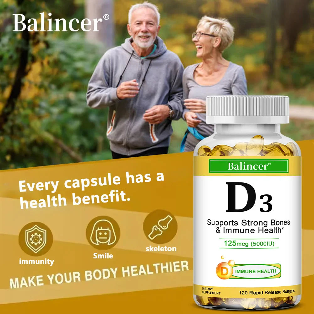 Vitamin D3 5000 IU - Supports Strong Bones & Immune Health - Gluten Free Non-GMO Vitamin D Supplement Lootquake LLC