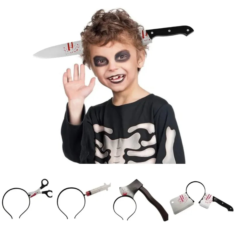 Halloween Decor Accessories Hair Hoop Horror Blood Fake Ax Saws Knife Gothic Headband Halloween Party Masquerade Cosplay Prop Lootquake LLC