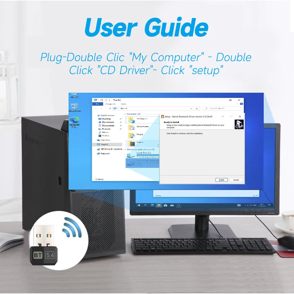 USB Bluetooth 5.4 5.3 Dongle Adapter for PC Speaker Wireless Mouse Keyboard Music Audio Receiver Transmitter Drive free Lootquake LLC