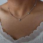 Cute Heart Necklace Earrings Bracelet Jewelry Set Stainless Steel For Women Fashion Shiny Zircon Bridal Accessories Wedding Gift