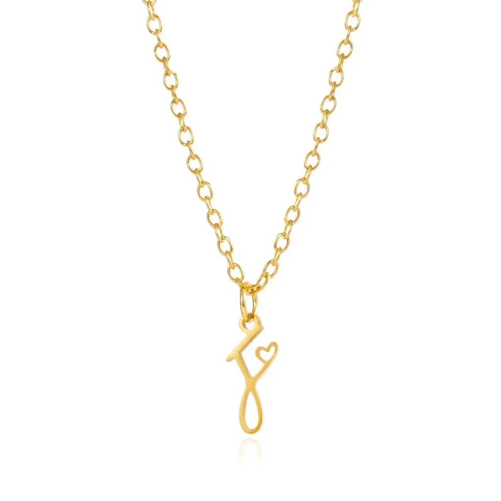 26 Initial Letters Heart Pendant Stainless Steel Necklace for Women Gold Color A-Z Alphabet Choker Chain Birthday Jewelry Gift