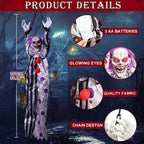 Halloween New Arrival Sound Activated Glowing Talking Hanging Ghost Scary Decor with Clown for Haunted House Party Prop Decor Lootquake LLC