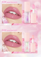 Pearlescent Pink Glitter Lip Oil Lustrous Color Changing Lip Gloss Moisturizing Makeup Lip Balm Mirror Glass Lip Glaze Cosmetics