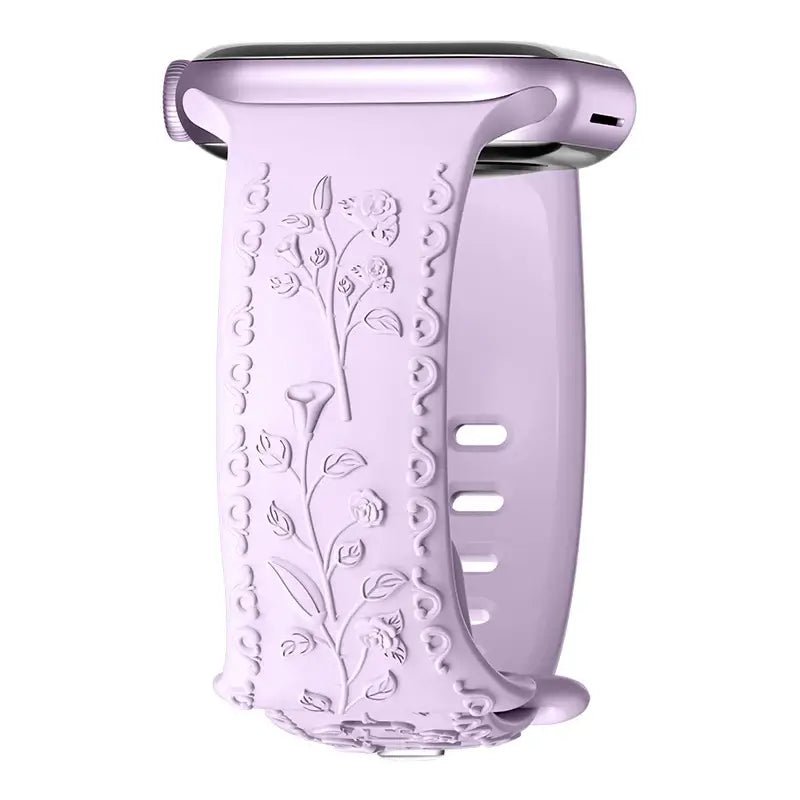 Apple Watch Silicone Band - Floral Engraved - Stylish Design - SJB-DIAMOND ELITES