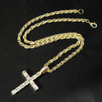 Hip Hop Cross Pendant Necklace Strap 4mm Zircon Tennis Chain Iced Out Sparkling Necklace Men Women Punk Jewelry Fashion Gift Lootquake LLC