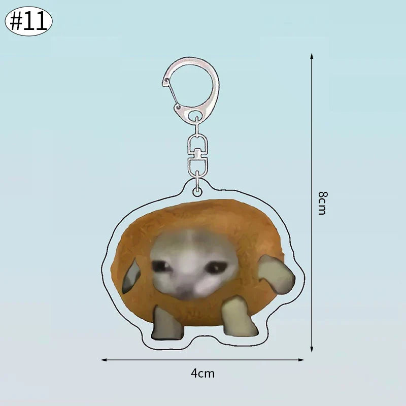 Funny Banana Cat Key Chain Creative Acrylic Happy Cats Schoolbag Pendant Bag Accessories DIY Mobile phone Lanyard Student Gift Lootquake LLC