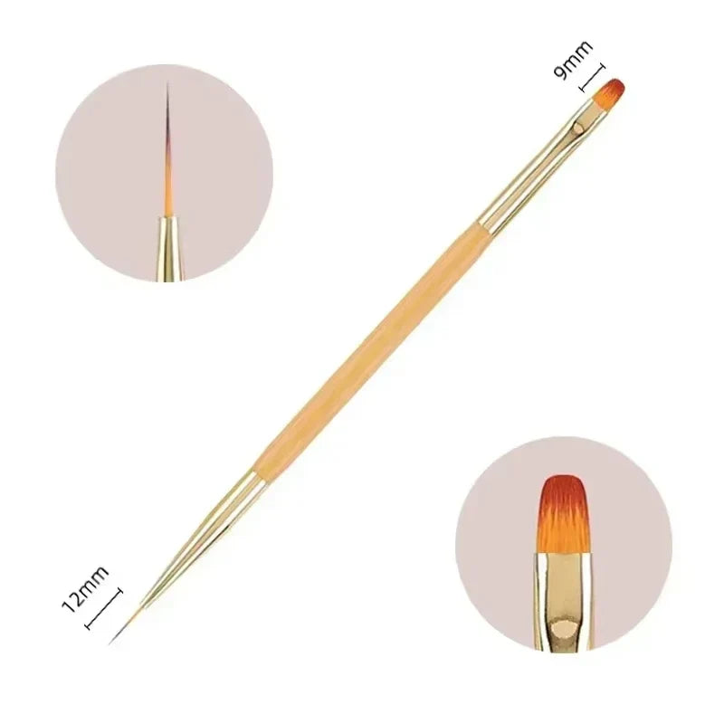 New Dual-ended Nail Brush Acrylic Nail Art Brushes Professional UV Gel Nail Polish Liner Flower Painting Drawing Manicure Tools Lootquake LLC