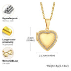 Vnox Stainless Steel Heart Locket Necklace Pendant with Photo Frame, Elegant Gold Plated Design Womens Gift
