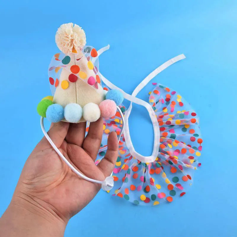 Pet Dog Birthday Party Dog Hat Candy Color Dot Lace Cat Bib Suit Cute Small Medium Dogs Costume Cap Pet Products Accessories Lootquake LLC