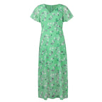 Vestidos Verano Moda 2024 Women's Swing Long Dress Chiffon Floral Short Sleeve Ruffle V Neck Fashion Waist Flowy Dress платье