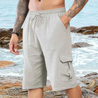 Men's Linen Casual Elastic Waist Beach Shorts THRIXINE