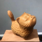 Cat Ornament Hand-carved Wooden Cat Statue Tiny Cute Cat Sculpture Miniature Creative Animal Figurine Desktop Lootquake LLC