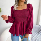 Loose Fit Chiffon Blouse - Elegant Polyester Top | Femstylo - SJB-DIAMOND ELITES