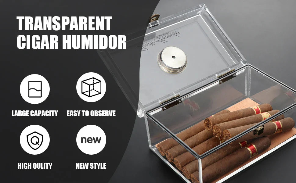 Scotte Cigar Case Humidors Acrylic Cigar Box Hygrometer Humidifier Hold 20 Cigars Include Cigar Cutters Cigar Punch Accessories Lootquake LLC