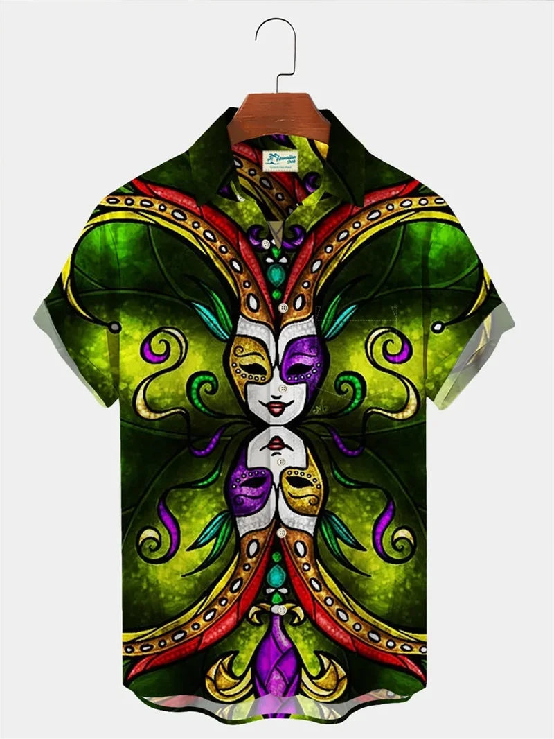 2024 Men's Mardi Gras Shirt 3D Print Short Sleeve Casual Shirts Streetwear Loose Plus Size Mens Hawaiian Shirts Tops T-Shirt Lootquake LLC