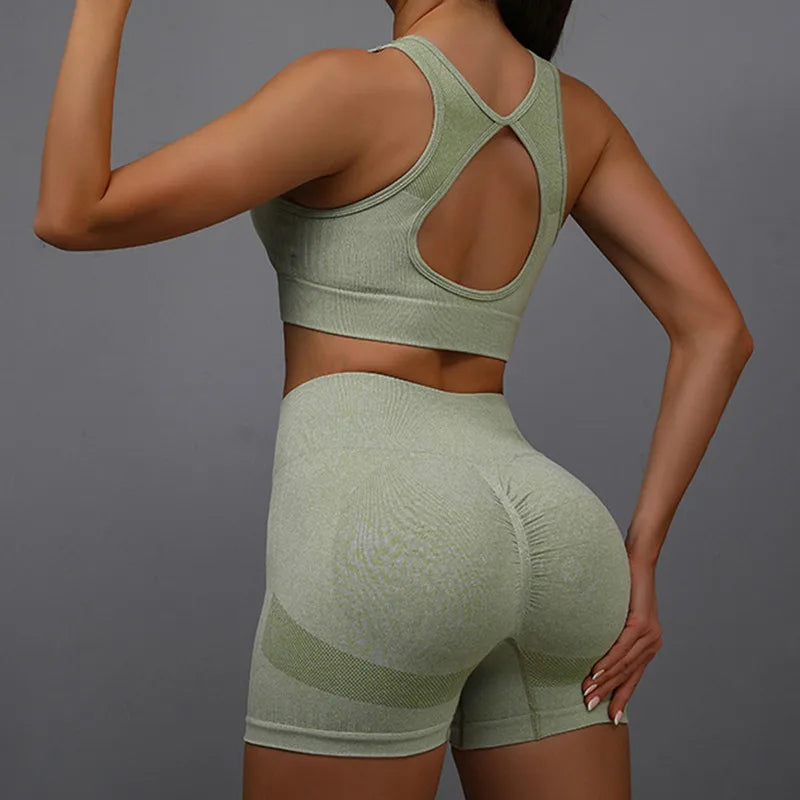 Yoga Women's Fitness Suit Shorts Workout Set THRIXINE