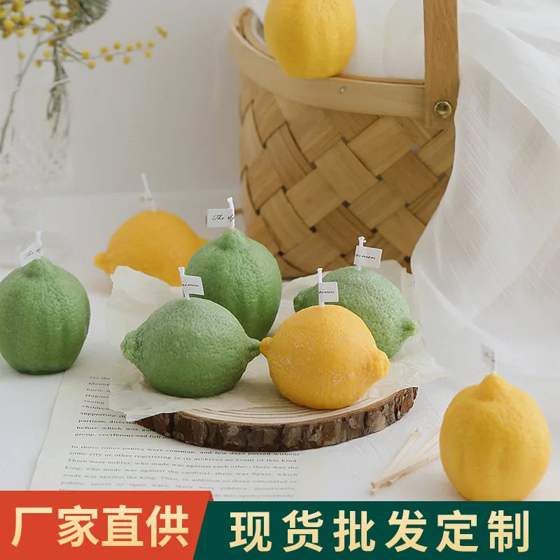 Decorative Fragrance Gift Lemon Candle DIY Fragrance Birthday Gift Imitation Fruit Candle