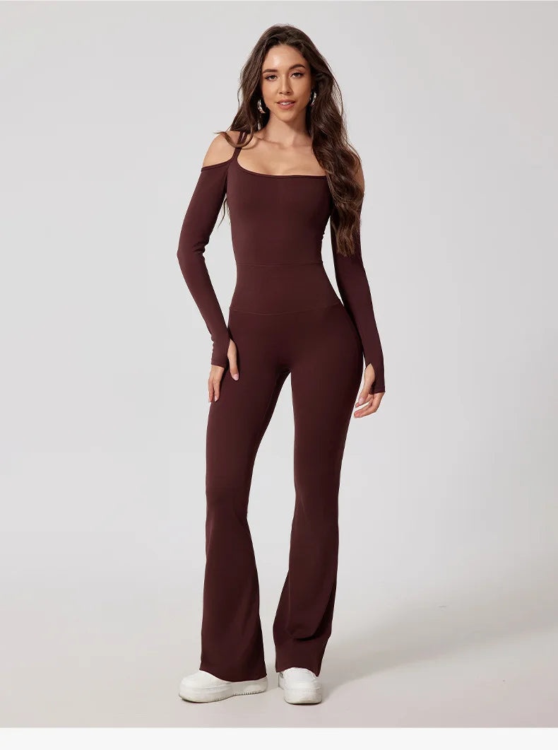 Yoga Jumpsuit Women's Sports Overalls Flared Trousers THRIXINE
