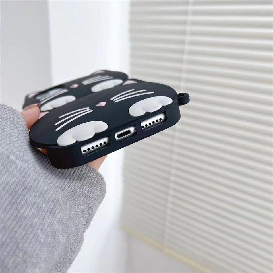 3D Cartoon Cute Cat Ear Phone Case For Iphone 12 13 11 Pro Max X Xr Xs Max 7 8 6 6s Plus Se 2020 Lucky Cat Cartoon Silicone Cat Phone Case Stevvex