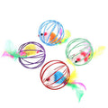 1 Pcs Cat Toy Stick Feather Wand with Bell Mouse Cage Toys Plastic Artificial Colorful Cat Teaser Toy Pet Supplies Random Color Hollow Balls with Feather Tail Kitten Chase Pounce Toy Cat Feather Toy Stevvex