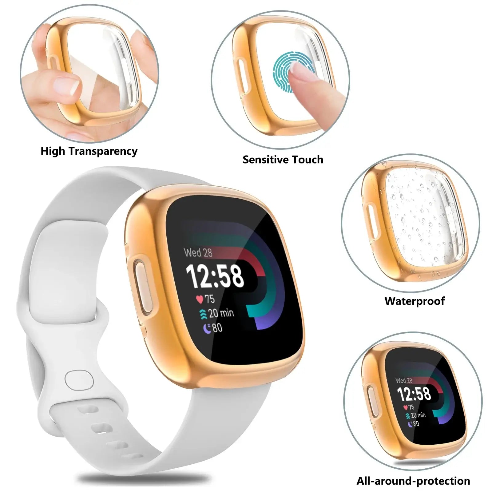 Fitbit Versa & Sense Case and Screen Protector - SJB-DIAMOND ELITES