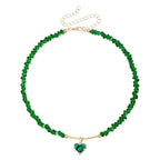 Fashion Heart Beaded Necklace for Women Boho Elegant Irregular Crystal Chain Y2K Choker Exquisite Party Gift Jewelry Accessories