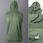 Men's Quick-Dry Gym Hoodie T-Shirt Black
