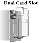 Transparent Shockproof Dual Card Slot Holder Phone Case For iPhone 13 12 11 Pro Max XR X XS Max 7 8 Plus 14Pro Wallet Transparent Soft Cover Card Storage Bumper Case For iPhone Stevvex
