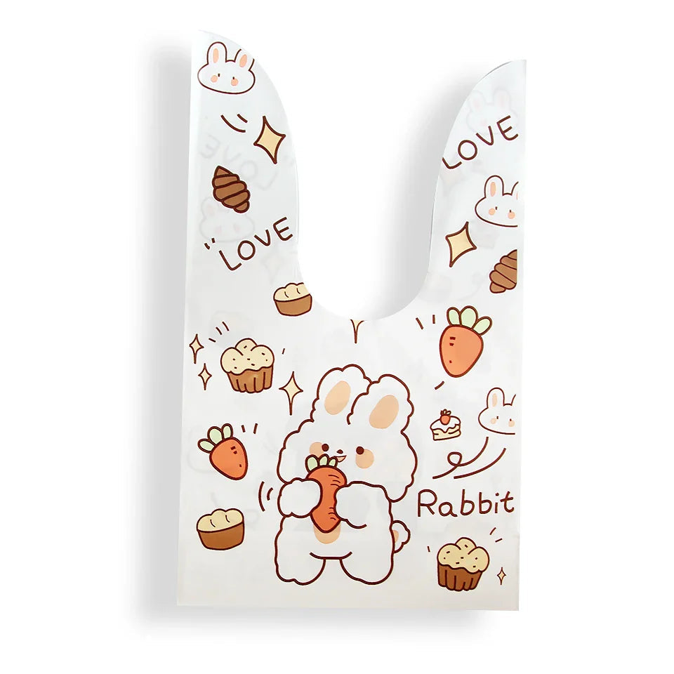 Hot Sale 20 / Batch Cute Rabbit Carrot Ear Biscuit Bag Candy Biscuit Gift Bag Snack Baking Packaging Supplies Easter Decoration Lootquake LLC
