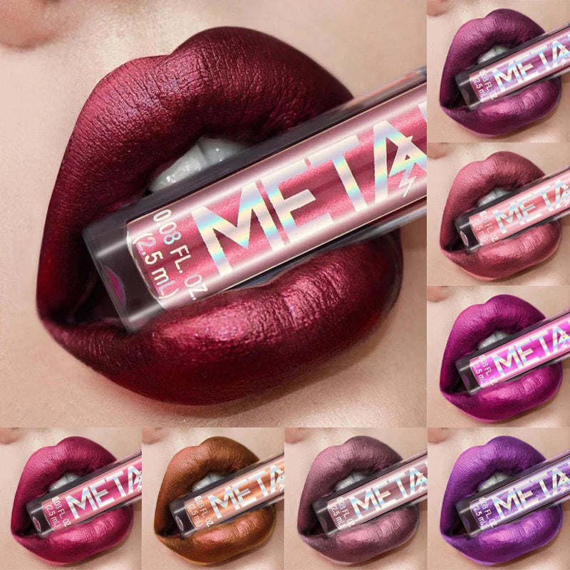 Metallic Matte Liquid Lipstick Waterproof Long Lasting Non-Stick Cup Matte Shimmer Glitter Lip Gloss Women Lips Makeup 12 Colors Lootquake LLC