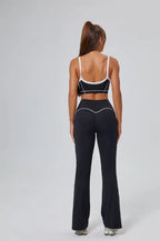 FlareLift Yoga Set: High-Waist Pants & Backless Bra THRIXINE