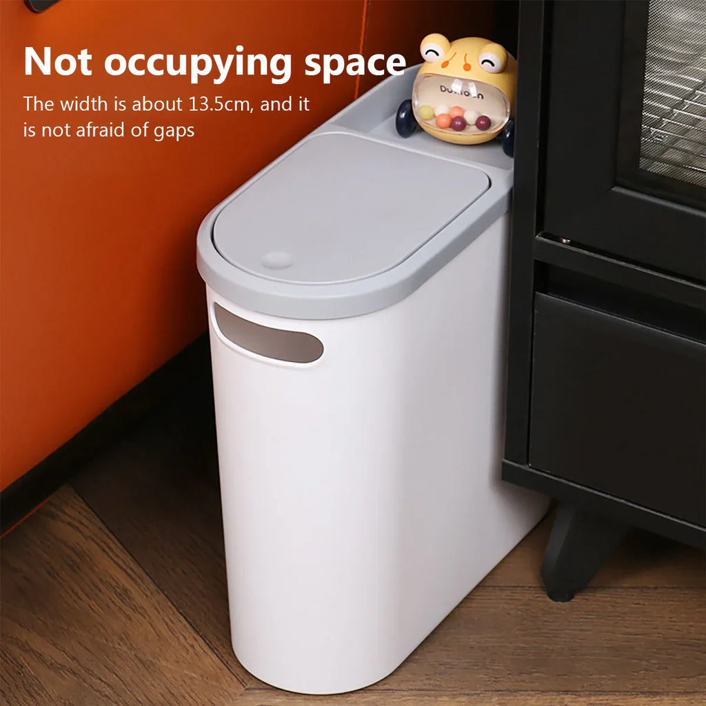 Bathroom Trash Can Large Capacity Household Creative Gap Bin Press Type Garbage Can with Lid Plastic Basket Kitchen Garbage Bin Lootquake LLC