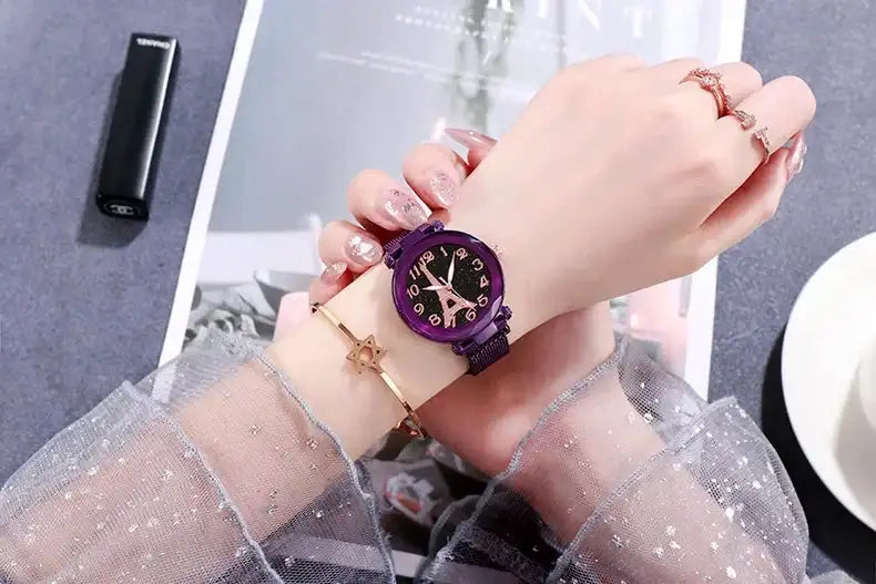 Luxury Mesh Steel Belt Quartz Wristwatches Eiffel Tower Watch for Women Simple Ladies Dress Party Watch Relógio Feminino Gifts