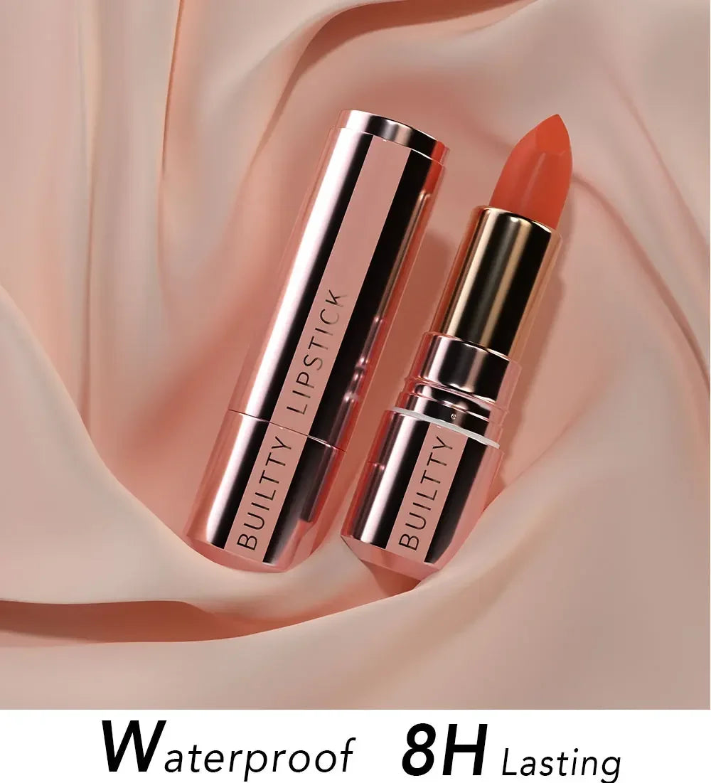 Pearl White Exhibitionist Lipstick Nude Red Pink Matte Lipstick Long Lasting Smudge Proof Waterproof Non-Transfer Formula