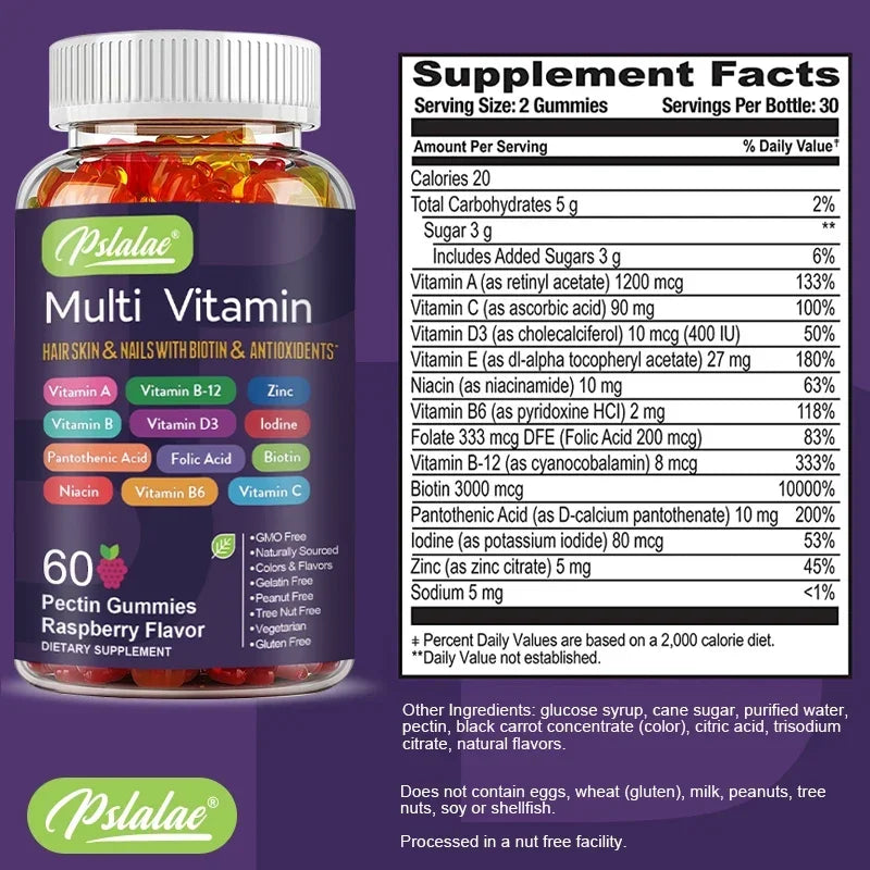 Multivitamin Gummies - Dietary Supplement for Improves Skin, Hair, Nails and Overall Health, Immunity, Enhances Energy Levels Lootquake LLC