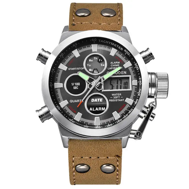 1pc / lot Men Genuine XINEW Brand Designer Watches Students Fashion Leather Band Alarm Stopwatch Electronic Watch Montre Homme