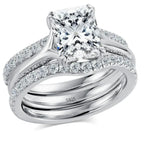 DEZO 4.05cttw All Moissanite S925 Silver Wedding Ring Sets for Women Main Stone 3ct Radiant Cut D Color GRA Certificate