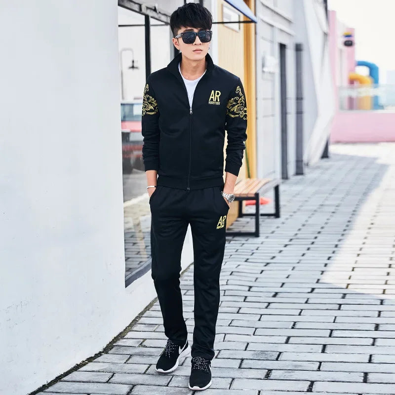 5XL 6XL Men's Plus Size Autumn Tracksuit Set THRIXINE