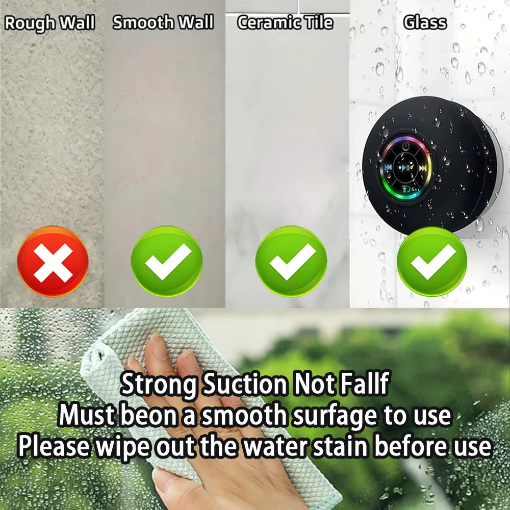 Mini Bluetooth Speaker Shower Subwoofer with Color LED Waterproof Handsfree Loudspeaker Music For Bathroom Pool Beach Car Phone Lootquake LLC